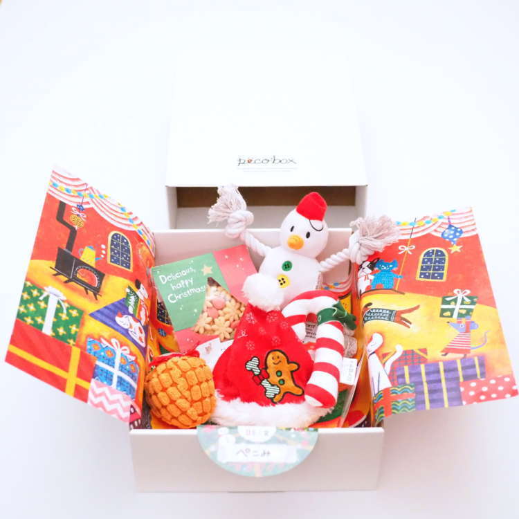 「PECOBOX(ペコボックス)」2018年12月クリスマス号の中身(オリジナルおもちゃ、おやつ)